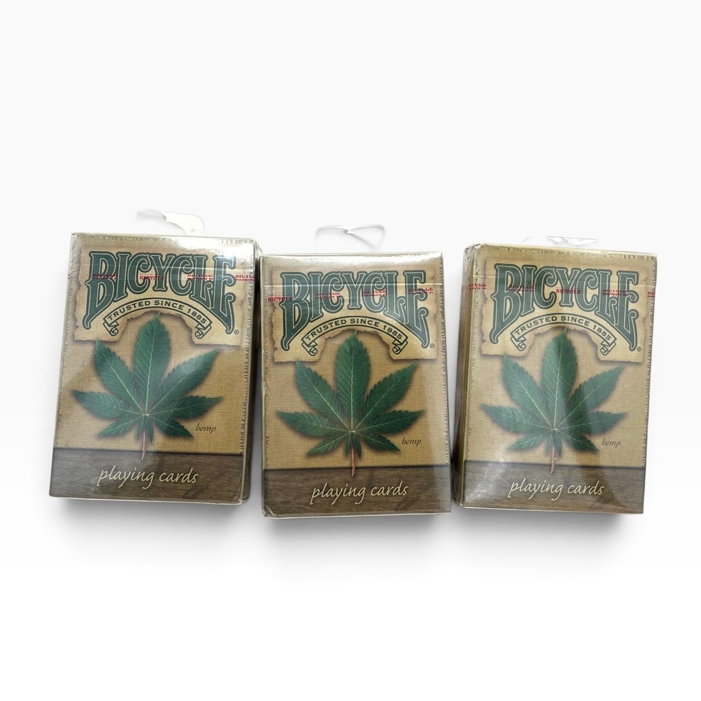 Bicycle Hemp Playing Cards 3 Deck Set New Sealed Burlap Cannabis Leaf